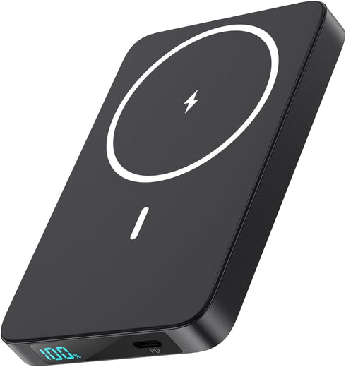 Magnetic Portable Charger Power Bank,Slim 5500mAh Wireless Power Bank,LCD Display External Battery Pack Compatible with Magsafe,iPhone 15/15 Pro/1...