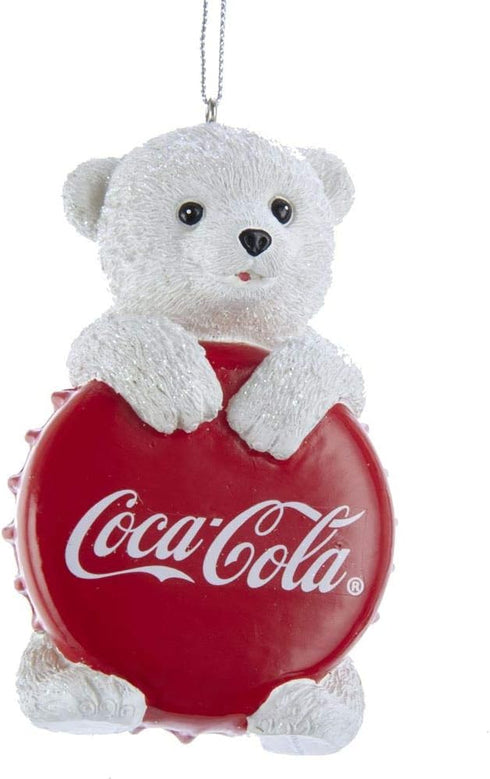 Kurt S. Adler Coca Cola Polar Bear Cub with Bottle Cap Ornament CC2194 New...