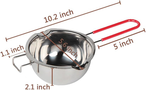 Stainless Steel Double Boiler Pot with Heat Resistant Handle for Melting Chocolate, Candy and Candle Making (18/8 Steel, 2 Cup Capacity, Universal...