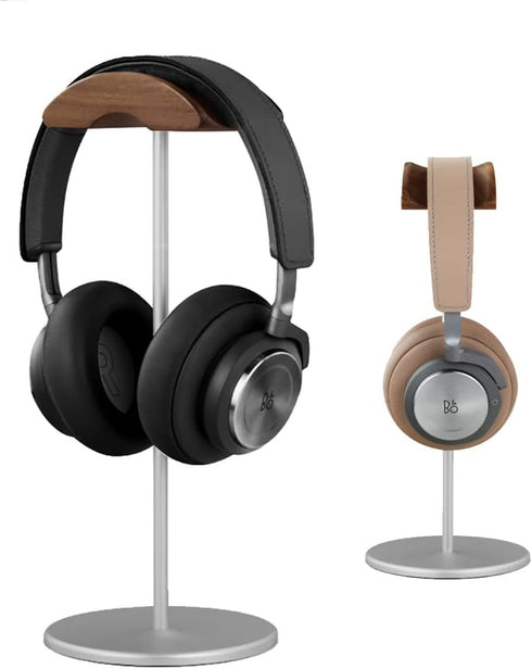 Micool Headphone Stand, Aluminium and Wood Gaming Headset Stand Holder for All Size Headphones with Stable Heavy Base, Headphone Holder for Desk...