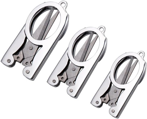 3pcs Folding Scissors,Portable Mini Travel Trip Scissors,Folding Scissors Office Travel Embroidery Pocket Stainless Steel Student Foldable Fishing...