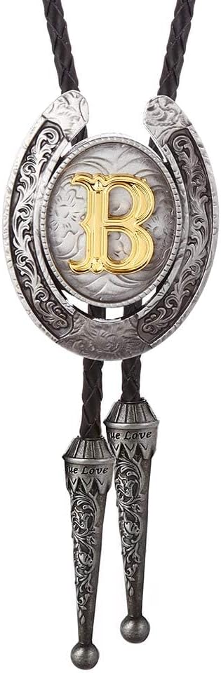 HUABOLA CALYN Vintage Bolo Tie for Men- Initial Letter ABCDMJR to Z Western Cowboy Bolo Tie for Women...