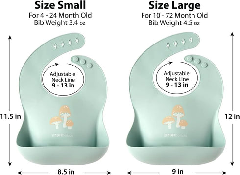 2-Pack Waterproof Silicone Baby Bib Lightweight Comfortable Easy-Wipe Clean (Beige/Sage, Large)...