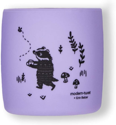 modern-twist Sip Set, Food-Grade Silicone, Waterproof, Dishwasher, Freezer Safe, Reusable Cups – Lavender Badger Family, Pack of 2...