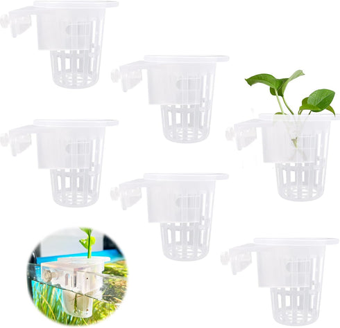 6Pcs Acrylic Aquarium Plant Holder Top of Tank Aquatic Plant Cups Aquarium Plant Pot Fish Tank Plant Basket Aquarium Planter Cups for Aquarium Dec...