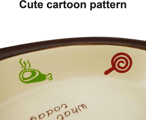 Oval Ceramic Cat Food Bowl,Cute Cartoon Pattern, Dog& Cat Basic Bowl, Small Pet Feeding Dishes for Cat, Kitten, Small Dog, Dishwasher Safe…...