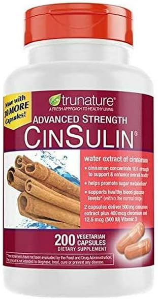 Advanced Strength Cinsulin Cinnamon, Chromium Picolinate, Vitamin D3 Cinnamon 500 Mg, Chromium Picolinate, 400 Mcg, Vitamin D3, 500 Iu, 200 Capsul...