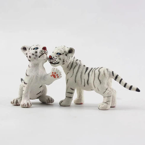 Gemini&Genius White Tiger Family Set Realistic Animal Figurines with Cub, Safari Animals Family Playset Figures, Educational Wildlife World Models...