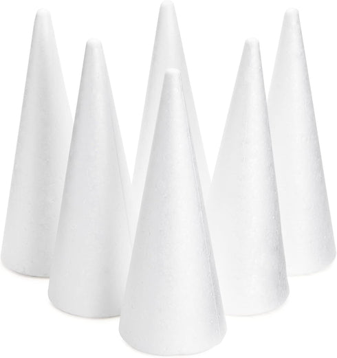 6 Pack Foam Cones for Crafts, DIY Art Projects, Handmade Gnomes, Trees, Holiday Decorations (3.8 x 9.5 in)...