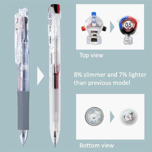 Clip 3 Color Ballpoint Pen Clear 0.5mm Black, Red, Blue Ink J3J5-C With Original Stylus Ballpoint Touch Pen...