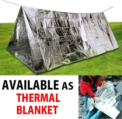 Emergency Survival Tent 2 Person Waterproof Reflective, Thermal Space Blanket for Camping, Life Saving Equipment, Outdoor Mountain Shelter (2 Pack...