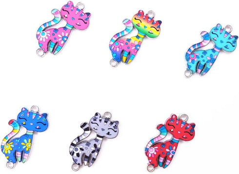 Mixed Color Cat Charm Animal Cute Cat Enamel Pendant, 30 Pcs DIY Making Necklace Bracelet Earring Connector Charms for Jewelry Making Alloy Access...