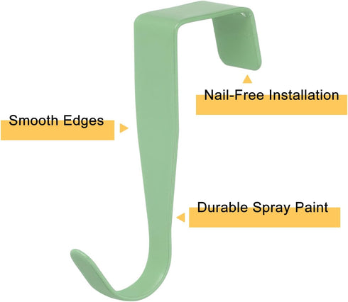 uxcell Over The Door Hook,4 Pack - Carbon Steel Cabinet Door Single Hooks, Metal Door Hanger for Home Kitchen Decoration (Green)...