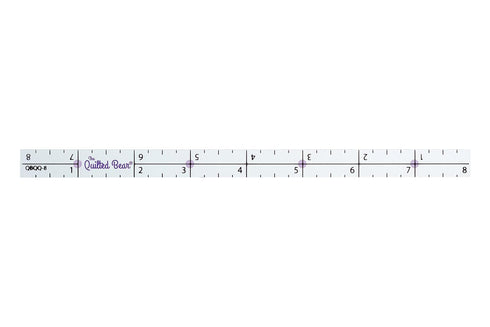 The Quilted Bear Quilter's Quarter - Transparent Acrylic Non Slip Quarter Inch Quilting, Patchwork & Sewing Ruler with ¼", ½", and 1" Markings (8 ...