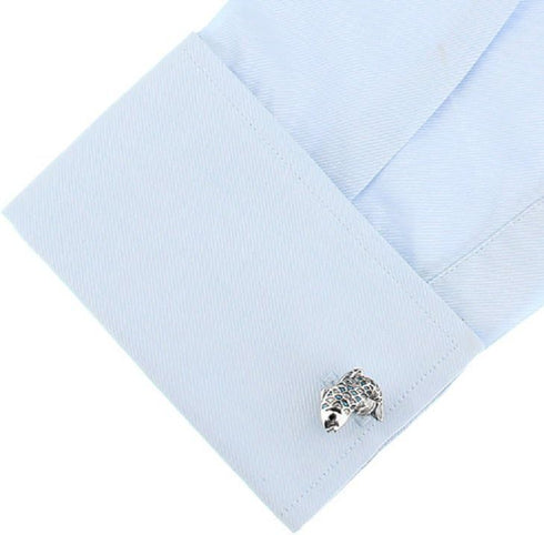 Fish Pair Cufflinks in a Presentation Gift Box & Polishing Cloth...