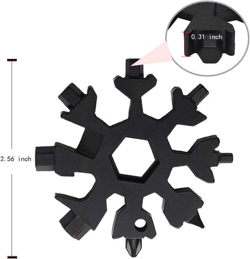 18-in-1 Snowflake Multi-Tool Screwdriver, Stainless Steel 18-1 Multitool Snow Tool (Black)...