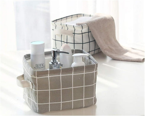 AARAINBOW 3 Packs Storage Basket Bins Canvas Mini Storage Cubes Storage Basket for Makeup, Toys Liners, Books Storage Baskets with Handles for She...