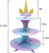 3 Tier Unicorn Cupcake Stand Unicorn Birthday Decorations Pink Purple Cardboard Cake Stand for Birthday Baby Shower Party Decorations...