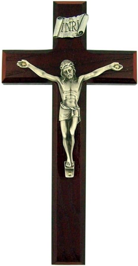8" Beveled Cherry Crucifix Décor Christian Catholic Cross Home Religious Wall...