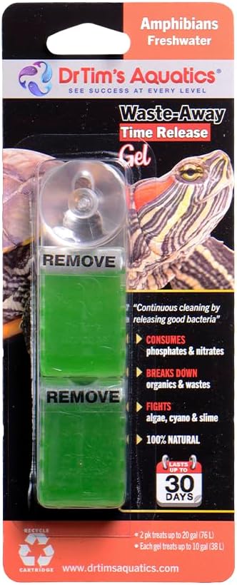 DrTim's Aquatics Freshwater Waste-Away Time Release Leave-in Gel – Natural Cleaner for Turtle Aquariums - Solution Dissolving & Cleaning Organic S...