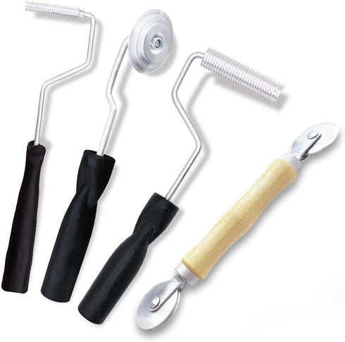 Odaa's Fiberglass Roller and Spline Roller with Wood Handle and Steel Wheels, Tools Kit Aluminum Alloy Bubble Roller kit Fiberglass Roller kit Bub...