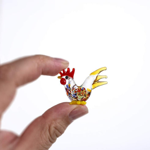 Crystalsuncatcher Handmade Mini Cock Art Glass Blown Animal Figurine(Cock)...