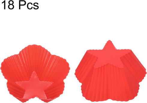 uxcell 18pcs Silicone Cupcake Liners, 2.75 Inch Reusable Baking Cups Nonstick Muffins Mold for Birthday Wedding Party, Red Stars...