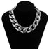 Punk Cuban Link Chain Choker Necklace Lightweight Chunky Necklace Oval Chain Link Necklace Hip Hop Jewelry for Women (Silver)...