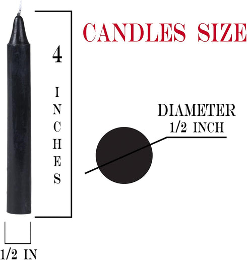 20 pcs Black Candles-Magic Ritual Small Mini Spell Chime Candles-for Pagan and Witchcraft Altars-4 inch X 1/2 inch Diameter - 1.5 Hour Burn Time...