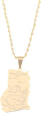 Stainless Steel Gold Color Ghana Map Pendant Necklaces Ghanaian Jewelry...