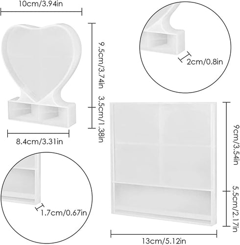 SourceTon 2 Pack Silicone Photo Frame Resin Molds Set - Rectangle & Heart Shape Epoxy Casting Molds for DIY Crafts, Home Decor Gifts, Handmade Gif...