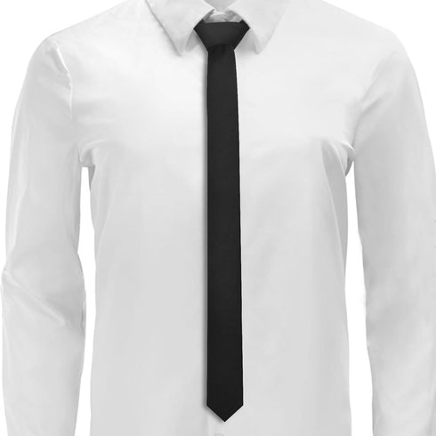 Skinny Ties Black Ties For Men and Women Solid Pure Color 1.58" (4CM) Plain Formal Slim Neckties...