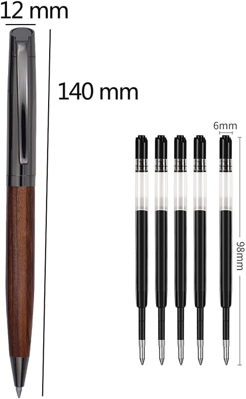 Wood Ballpoint Pen Set Elegant Fancy Writing Pens Wooden Pen Black Ink Pens Graduation Gift Pen with 4 Extra Refills...