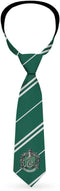 Buckle-Down Necktie Standard - SLYTHERIN Crest Stripe9 Green Gray...