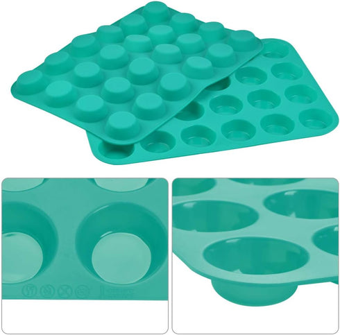 Silicone Muffin Pan, 24 Mini Cupcake Pan for Cream Cheese Fat Bombs, Non Stick, Dishwasher Safe Silicon Bakeware Pans, 2 Pack...