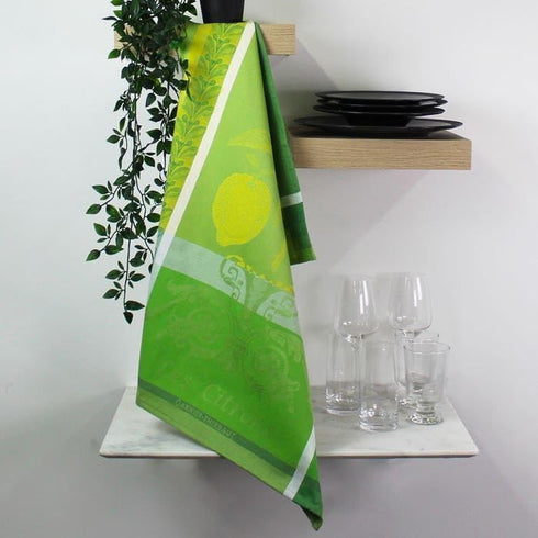 Garnier Thiebaut Citron Zeste (Lemon Zest) French Kitchen Towel 22"x30", Cotton, Jacquard...