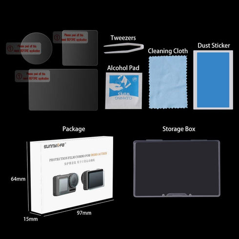 Digital Camera Screen Protectors, 2.5D HD Screen Protect Film Lens Protective Film Kit, Protect Film Set Dual Screen + Lens Protector for Osmo Act...