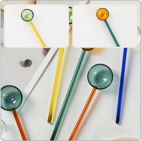 4pcs coffee spoon Coffee Spoons Glass Dessert Spoon Sugar Stirring Spoon Long Handle Teaspoon Ice Cream Spoons Honey Cake Spoon for Specialty Appe...