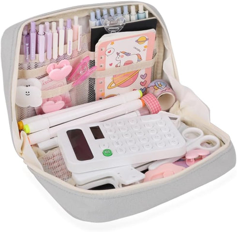iSuperb Pencil Case Large Capacity Pencil Pouch Waterproof Passport Bag Zipper Stationery Storage Cosmetic Makeup Bag Organizers for Women (Gray)....
