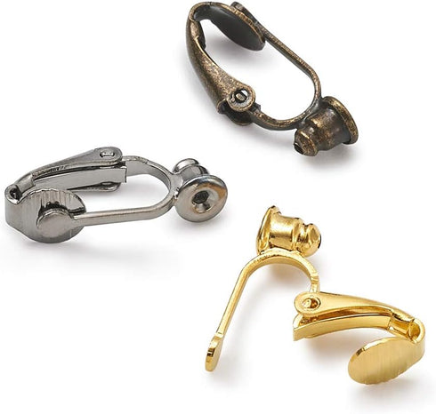 KISSITTY 36pcs/Box 6 Colors Brass Stud to Clip on Earring Converter 19x6mm for Non-Pierced Ears...