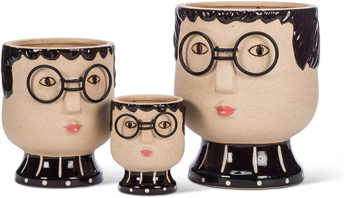 Abbott Collection Home Small Face with Glasses Planter...