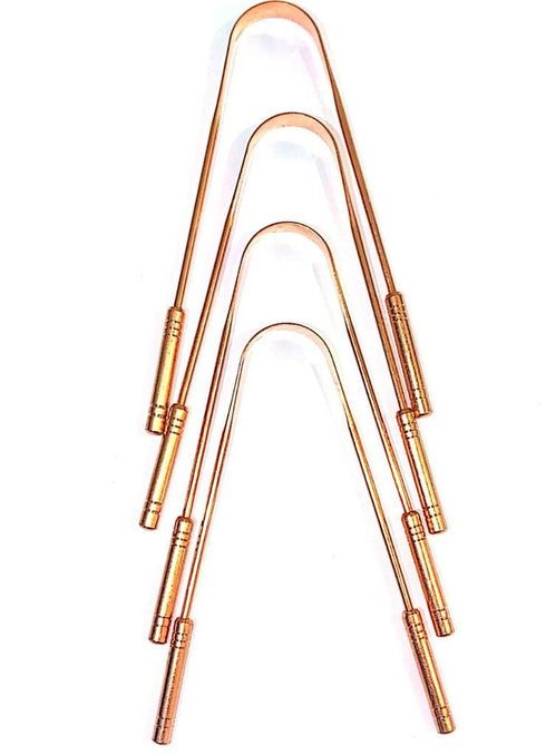 4 Pack Copper Tongue Cleaner Scraper Fights Bad Breath Treatment for Adults Kids Oral Care Hygiene,Thick Safe Blunt Edges Flexible handle and Comf...