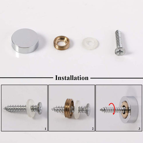 20 PCS Screw Covers Decorative Caps (Solid Construction) Mirror Screws Fasteners, 3/5" Diameter, Chrome...