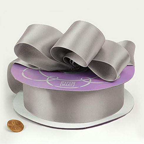 1 1/2" X 50 Yards Gray Double Face Satin Ribbon...