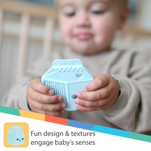 Nuby All Silicone Chocolate Chip Cookie & Milk Carton Teether – 2 Pack, 3+ Months...