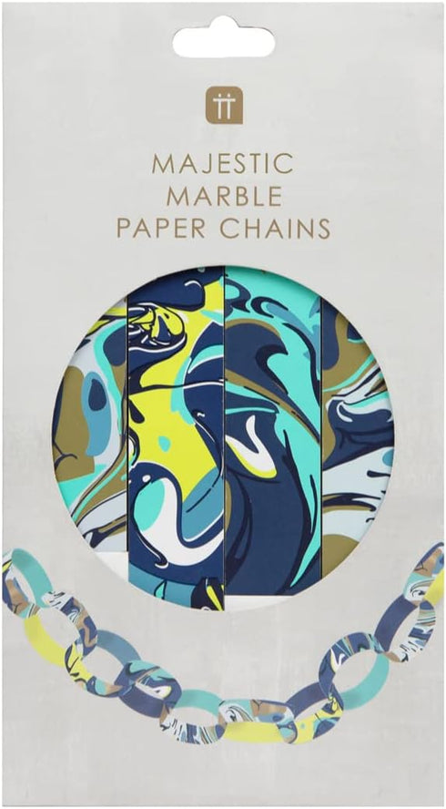 Talking Tables Blue Paper Chain Party Decorations - 100 Pack | Marble Print for Christmas, New Year's, Birthday, Kids Arts and Crafts Activities...