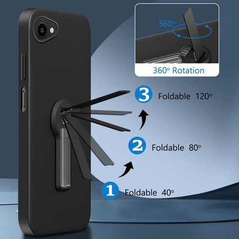 Case for Orbic Joy RC608L /Orbic Joy 4G Phone Case with Glass Screen Protector, Built in 360° Rotatable Folding Hidden Kickstand/Stand Shockproof ...