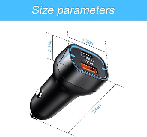 Car Charger Adapter, Dual Ports 5A/52W Total PD & QC4.0 USB C Quick Charge, Fast Car Charging Compatible with 12/Pro/Pro Max, 11 Pro, Samsung Gala...