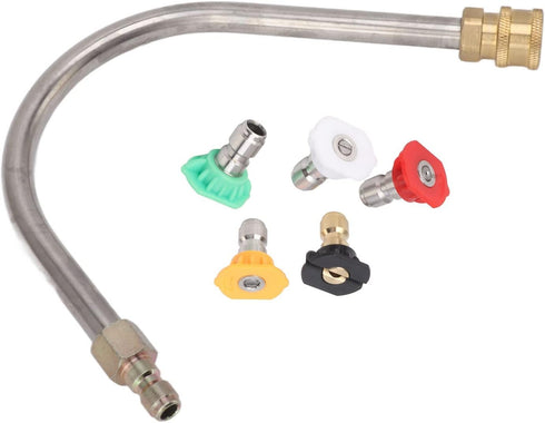 Pressure Washer Extension, Pressure Washer Curved Rod Pressure Washer Extension Wand Rod, Power Washer Lance Stainless Steel and Solid Brass 1/4 I...