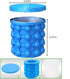 (2 in 1) Ice Cube Maker, Round,Portable .Silicone ice Bucket and ice Mold with lid, Portable Silicon Ice Cube Maker(Blue)...
